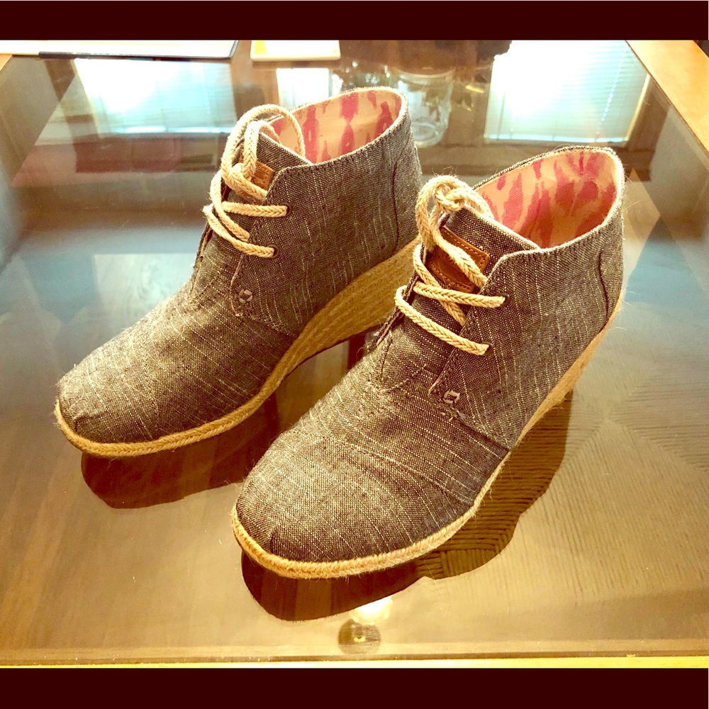 Tom’s Espadrille wedge.